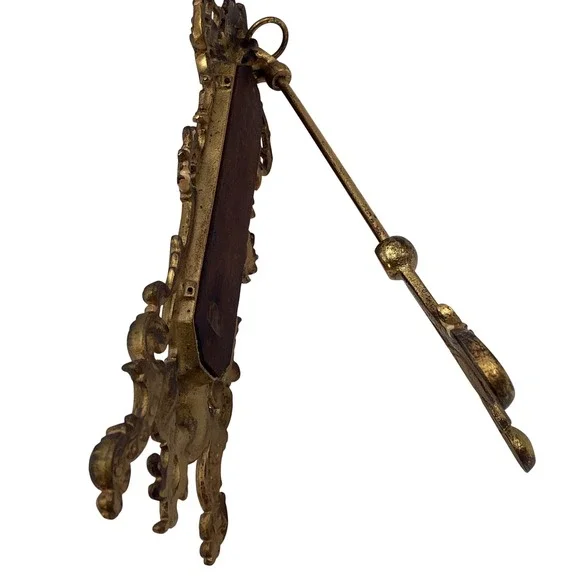 Antique Gilt Brass Cherub Desk Wall Thermometer Ornate Victorian - Picture 7 of 9